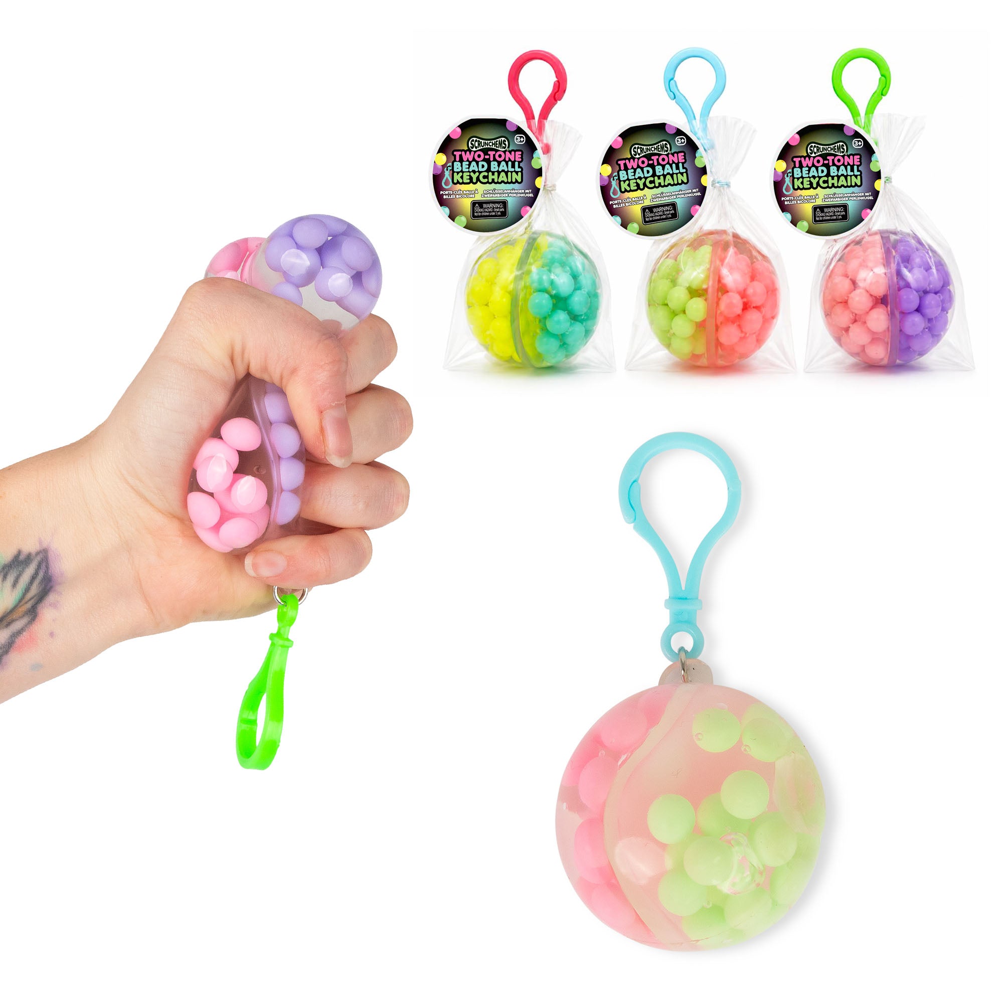 Scrunchems Two-Tone Bead Ball Keychain toy