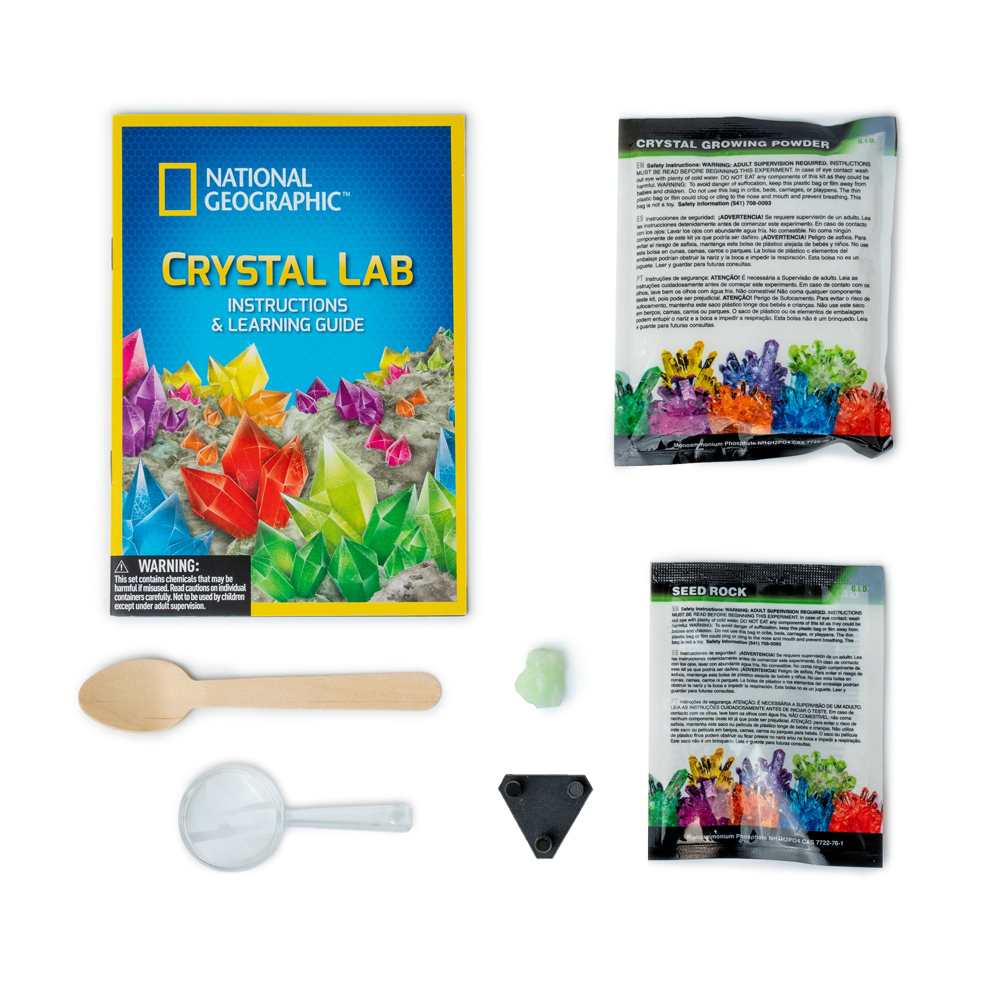 National Geographic Glow-in-the-Dark Crystal Growing Lab contents
