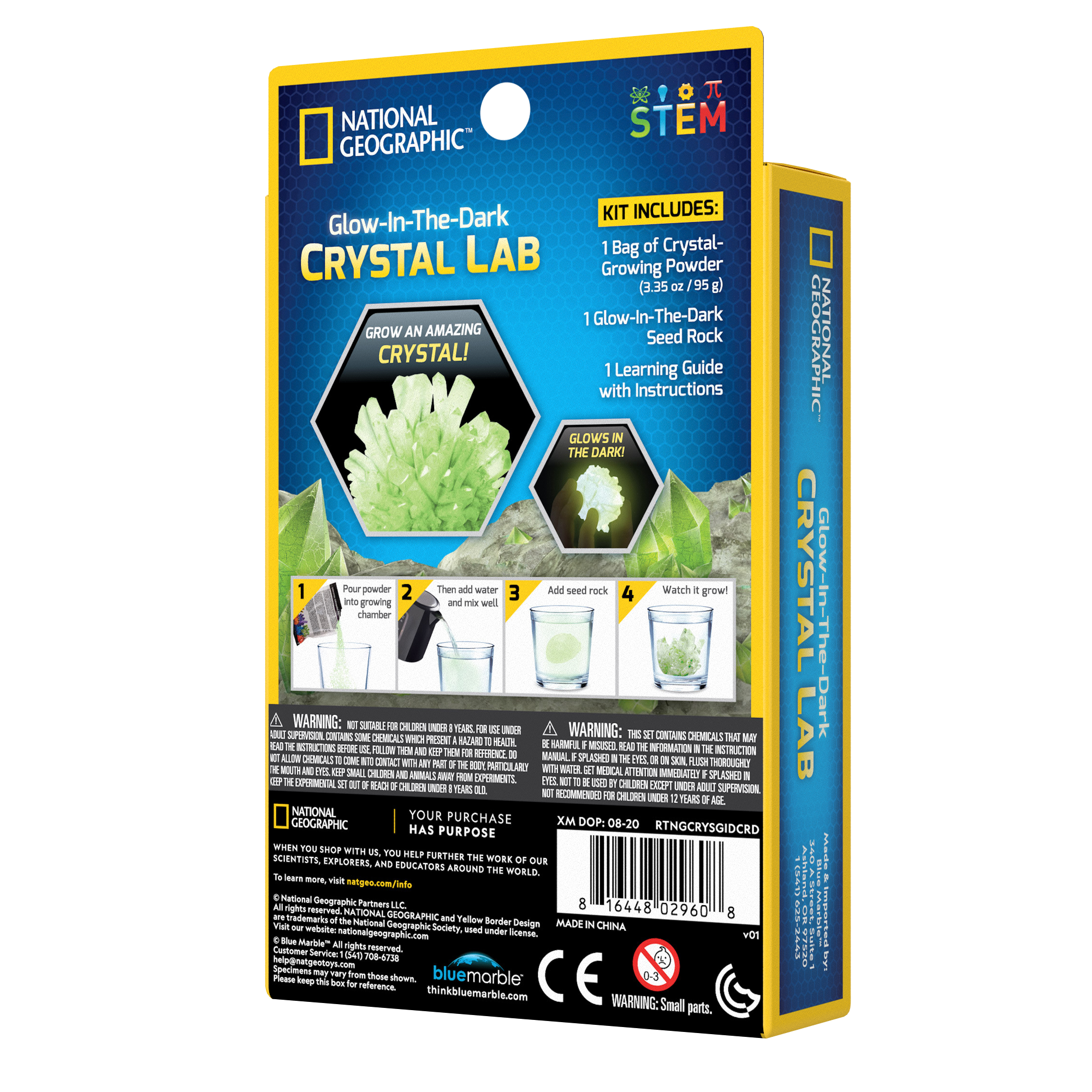 National Geographic Crystal Growing Glow in the Dark Kit back